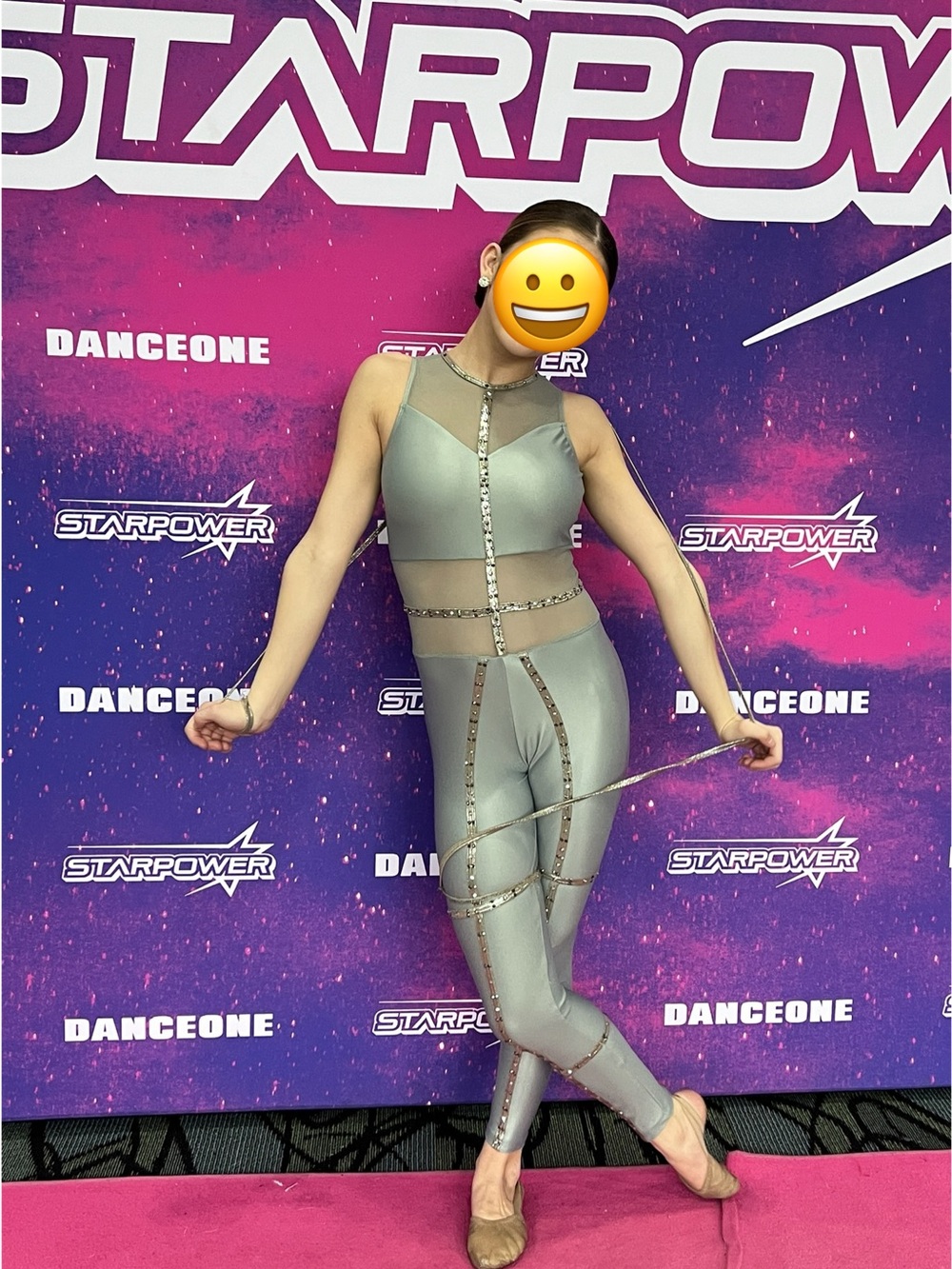 Performance Metallic Silver Dance Jumpsuit